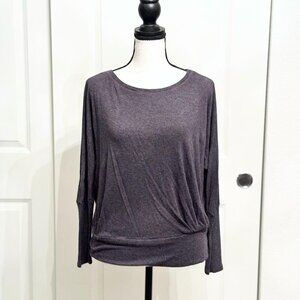 Bordeaux Blue Thin Ribbed Long Sleeve Blouse Top (at Anthropologie), Size XS